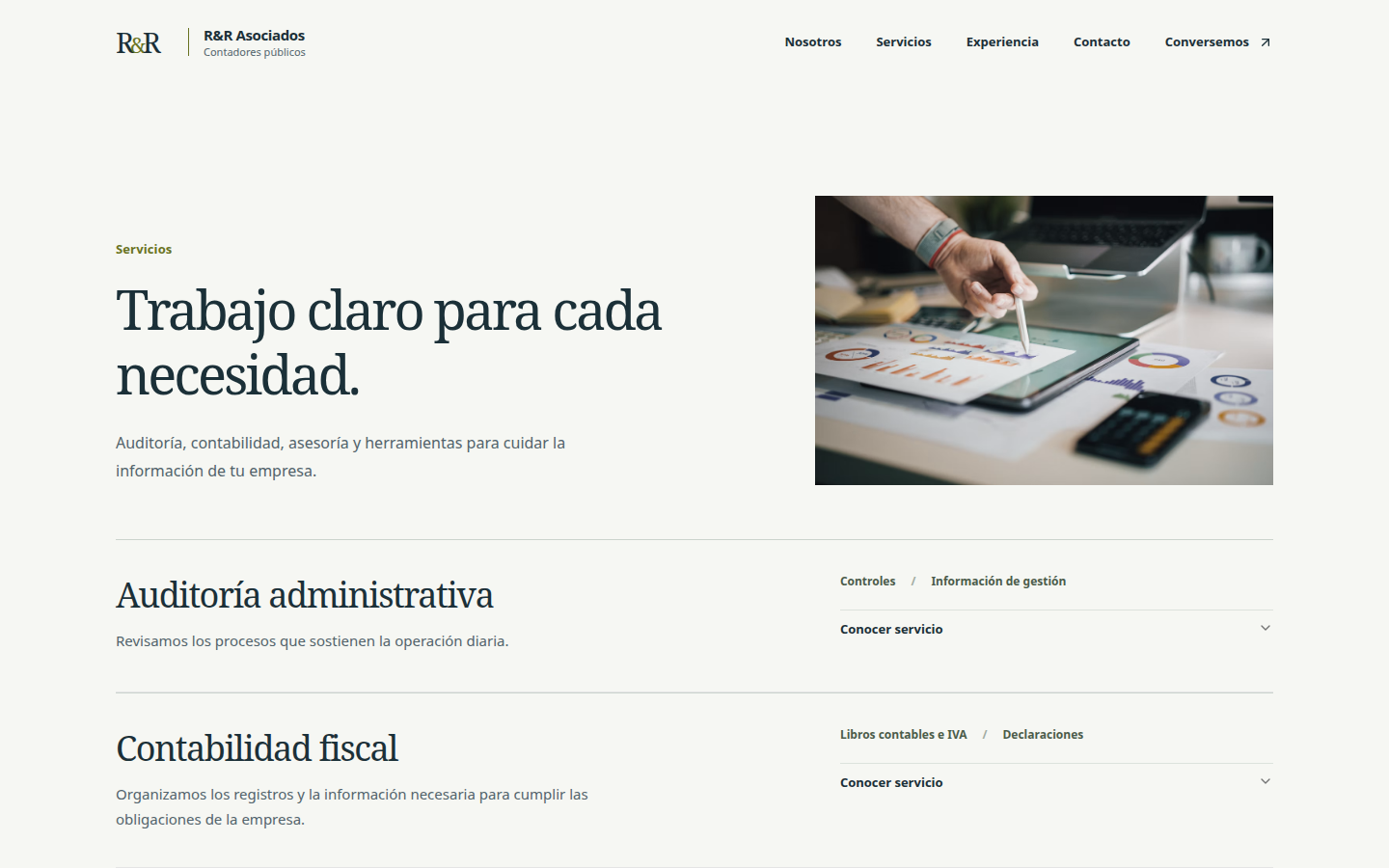 Servicios de auditoría, contabilidad y asesoría de R&R Asociados.
