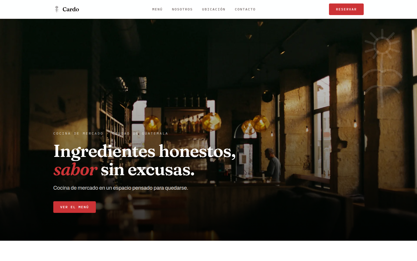 Portada del restaurante Cardo con fotografía de su interior.