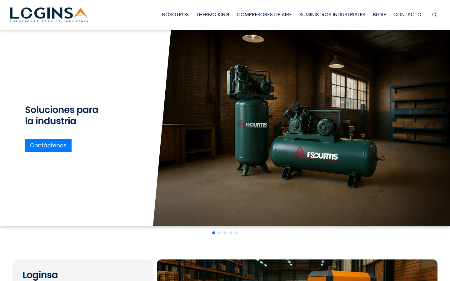 Portada de Loginsa con soluciones industriales.